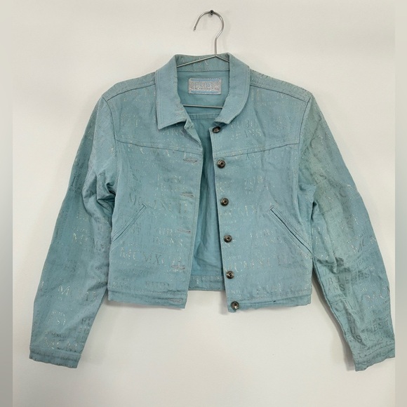 Rare Vintage Fubu Light Blue Denim Jacket Glitter Logo Womens size M - Picture 11 of 12